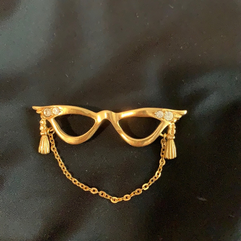 Glasses Pin Brooch Gold